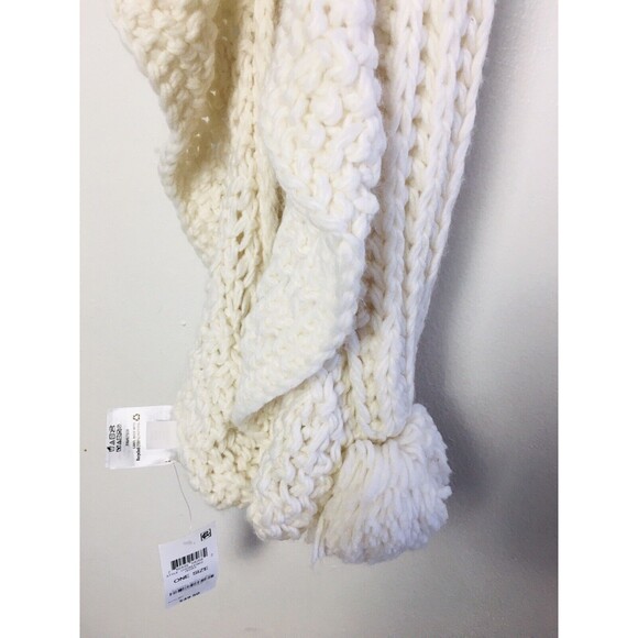 Charter Club Scarf Ruffle Knit Boa Ivory Pompon End Neck Warmer - Picture 5 of 8